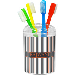 Gray Stripes Toothbrush Holder (Personalized)