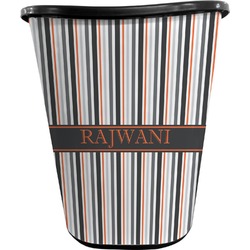 Gray Stripes Waste Basket - Double Sided (Black) (Personalized)