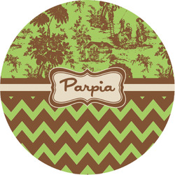 Green & Brown Toile & Chevron Multipurpose Round Labels - 1" (Personalized)