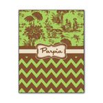 Green & Brown Toile & Chevron Wood Print - 11x14 (Personalized)