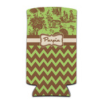 Green & Brown Toile & Chevron Can Cooler (tall 12 oz) (Personalized)