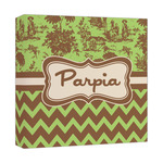 Green & Brown Toile & Chevron Canvas Print - 12x12 (Personalized)