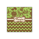 Green & Brown Toile & Chevron Wood Print - 12x12 (Personalized)