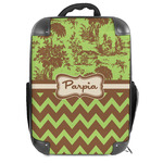 Green & Brown Toile & Chevron 18" Hard Shell Backpack (Personalized)