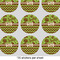 Green & Brown Toile & Chevron 2" Multipurpose Round Labels - Sheet