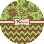 Green & Brown Toile & Chevron Multipurpose Round Labels - 2" (Personalized)