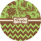 Green & Brown Toile & Chevron 2" Multipurpose Round Labels - Single Sticker