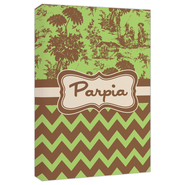 Custom Green & Brown Toile & Chevron Canvas Print - 20x30 (Personalized)