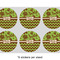 Green & Brown Toile & Chevron 3" Multipurpose Round Labels - Sheet