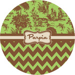 Green & Brown Toile & Chevron Multipurpose Round Labels - 3" (Personalized)