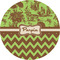 Green & Brown Toile & Chevron 3" Multipurpose Round Labels - Single Sticker