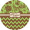 Green & Brown Toile & Chevron 5" Multipurpose Round Label - Single Sticker