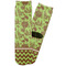 Green & Brown Toile & Chevron Adult Crew Socks - Single Pair - Front and Back