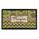 Green & Brown Toile & Chevron Bar Mat - Small (Personalized)