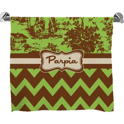 Green & Brown Toile & Chevron Bath Towel (Personalized)