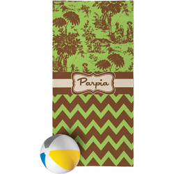 Green & Brown Toile & Chevron Beach Towel (Personalized)