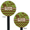 Green & Brown Toile & Chevron Black Plastic 5.5" Stir Stick - Double Sided - Round - Front & Back