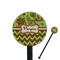 Green & Brown Toile & Chevron Black Plastic 5.5" Stir Stick - Round - Closeup