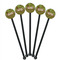 Green & Brown Toile & Chevron Black Plastic 5.5" Stir Stick - Round - Fan View