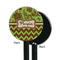 Green & Brown Toile & Chevron Black Plastic 5.5" Stir Stick - Single Sided - Round - Front & Back