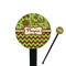 Green & Brown Toile & Chevron Black Plastic 7" Stir Stick - Round - Closeup