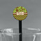 Green & Brown Toile & Chevron Black Plastic 7" Stir Stick - Round - Main