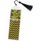 Green & Brown Toile & Chevron Bookmark with tassel - Flat