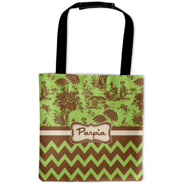 Custom Green & Brown Toile & Chevron Auto Back Seat Organizer Bag (Personalized)