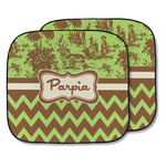 Green & Brown Toile & Chevron Car Sun Shade - Two Piece (Personalized)