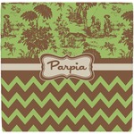 Green & Brown Toile & Chevron Ceramic Tile Hot Pad (Personalized)