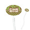 Green & Brown Toile & Chevron Clear Plastic 7" Stir Stick - Oval - Closeup