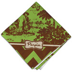 Green & Brown Toile & Chevron Cloth Dinner Napkin - Single w/ Name or Text