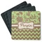 Green & Brown Toile & Chevron Coaster Rubber Back - Main