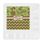 Green & Brown Toile & Chevron Embossed Decorative Napkins (Personalized)