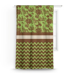 Green & Brown Toile & Chevron Curtain