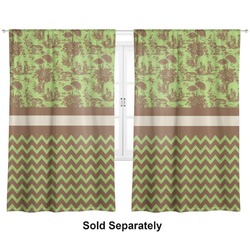 Green & Brown Toile & Chevron Curtain Panel - Custom Size