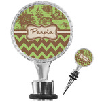 Green & Brown Toile & Chevron Wine Bottle Stopper (Personalized)