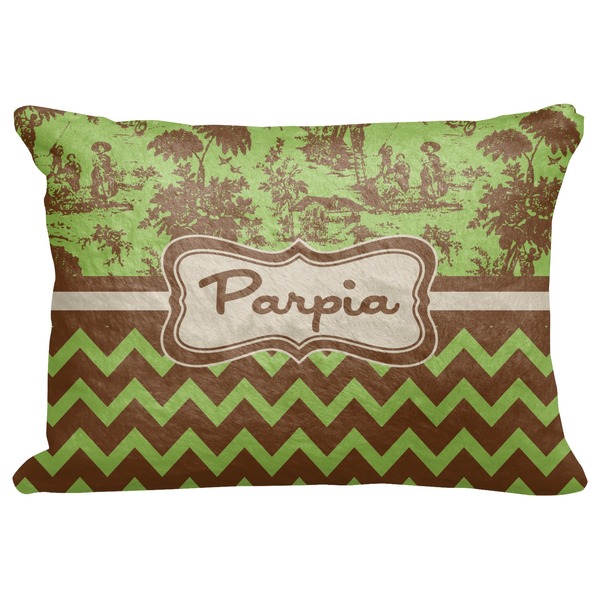 Custom Green & Brown Toile & Chevron Decorative Baby Pillowcase - 16"x12" (Personalized)