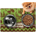 Green & Brown Toile & Chevron Dog Food Mat - Small w/ Name or Text