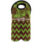 Green & Brown Toile & Chevron Double Wine Tote - Front (new)