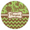 Green & Brown Toile & Chevron Drink Topper - XLarge - Single