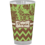 Green & Brown Toile & Chevron Pint Glass - Full Color (Personalized)