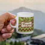 Green & Brown Toile & Chevron Single Shot Espresso Cup - Single (Personalized)