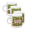 Green & Brown Toile & Chevron Espresso Cup Group of Four Front