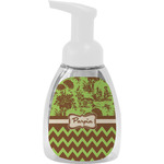 Green & Brown Toile & Chevron Foam Soap Bottle - White (Personalized)