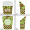 Green & Brown Toile & Chevron French Fry Favor Box - Front & Back View