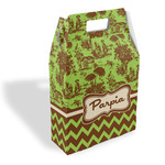 Green & Brown Toile & Chevron Gable Favor Box (Personalized)