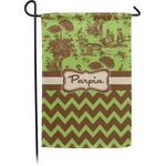 Green & Brown Toile & Chevron Small Garden Flag - Double Sided w/ Name or Text