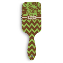 Green & Brown Toile & Chevron Hair Brushes (Personalized)
