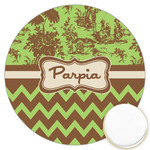 Green & Brown Toile & Chevron Printed Cookie Topper - 3.25" (Personalized)